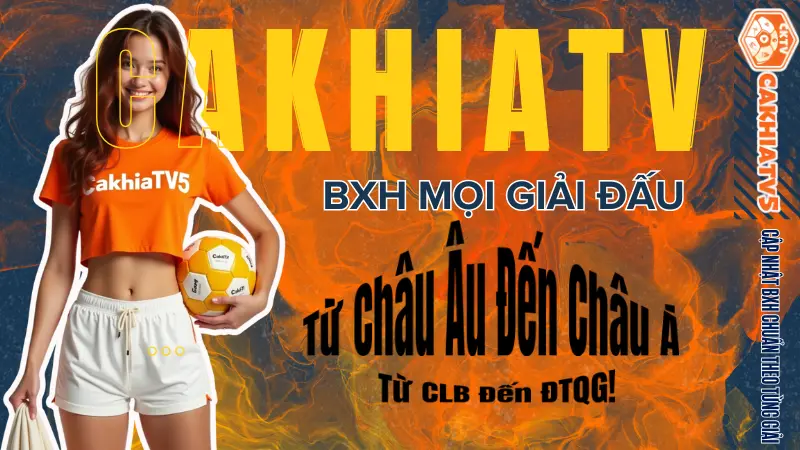 Bảng xếp hạng bóng đá theo giải đấu thế giới trên CakhiaTV – cập nhật vị trí các đội theo từng giải một cách nhanh chóng, chính xác.